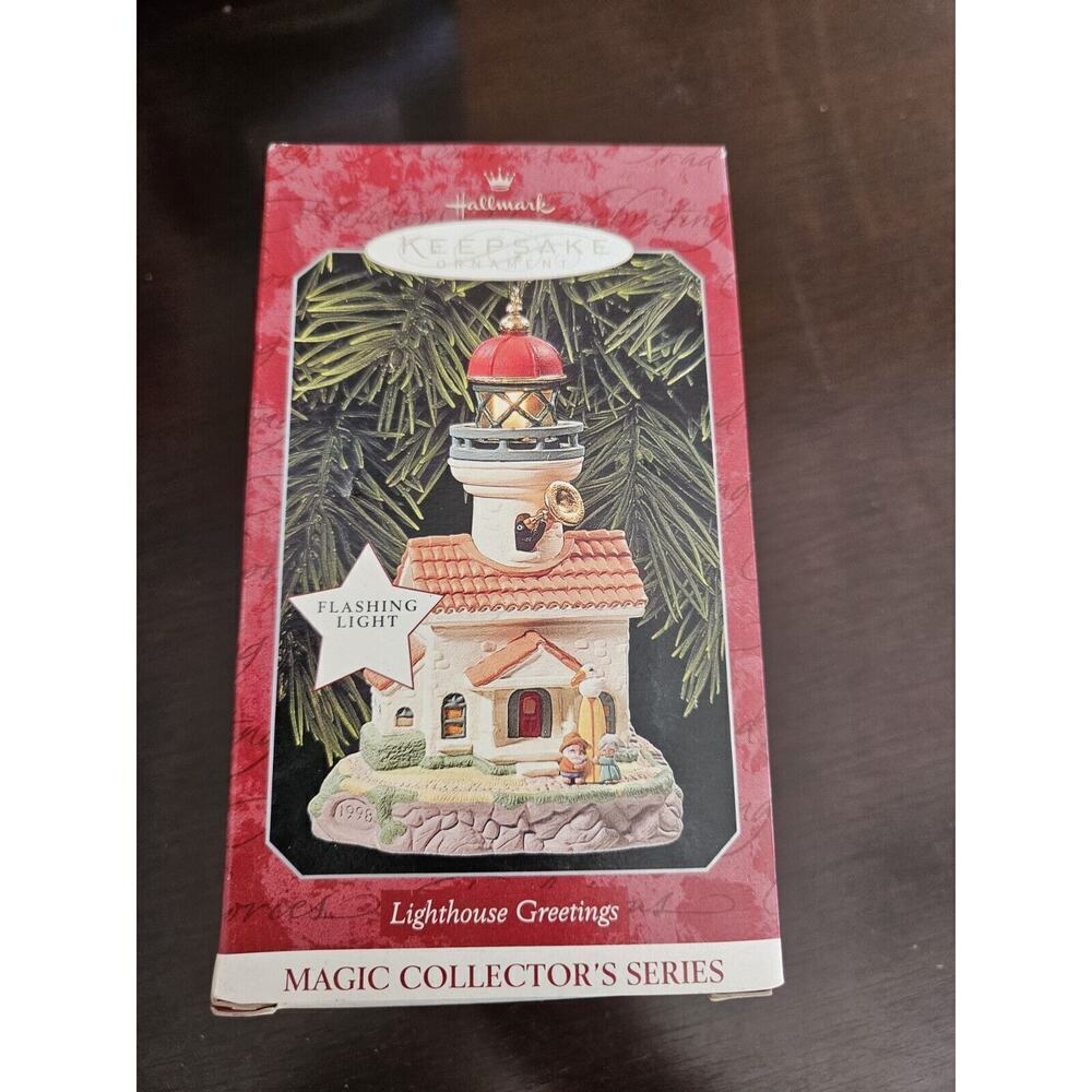 Hallmark Ornament Lighthouse Greetings 2nd in Series Lights Tested Holiday 1998